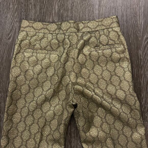 Stella McCartney Gold Metallic Jacquard Brocade Trousers Small High Rise Pants - Picture 15 of 16